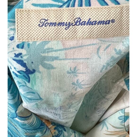 Tommy Bahama Blue Green Hawaiian Tropical Silk Rayon SS Button Up Shirt XL - Picture 5 of 7